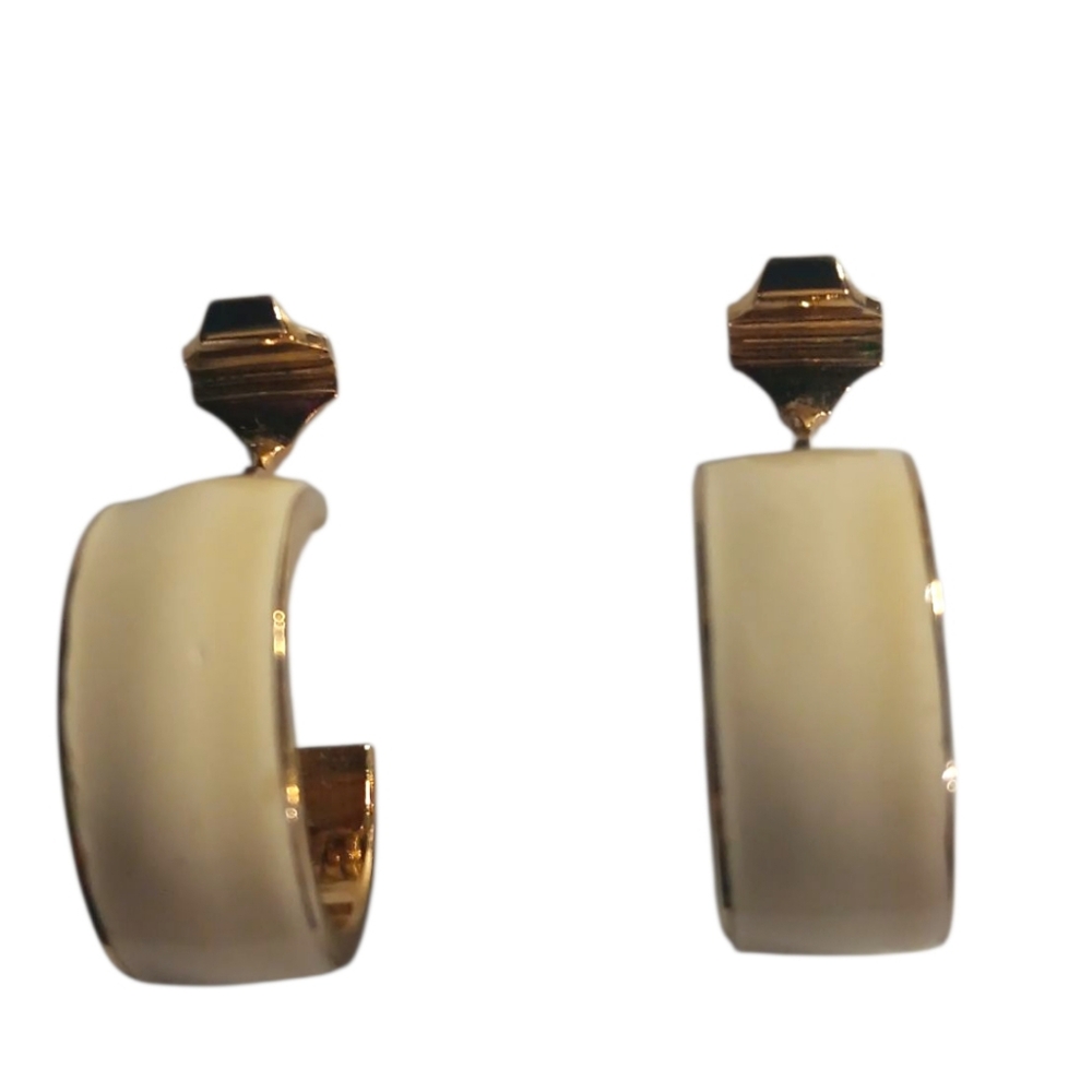 MONET Elegant Gold and Cream Earrings